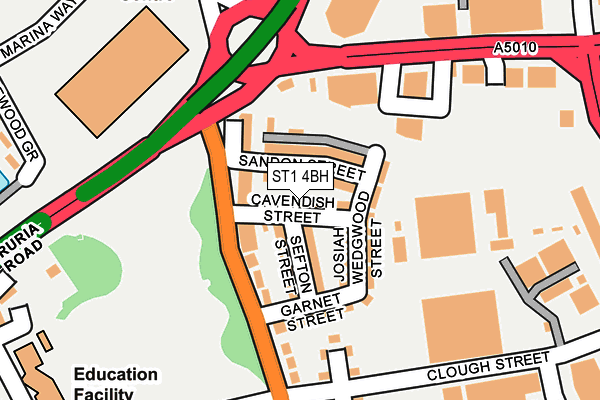 ST1 4BH map - OS OpenMap – Local (Ordnance Survey)
