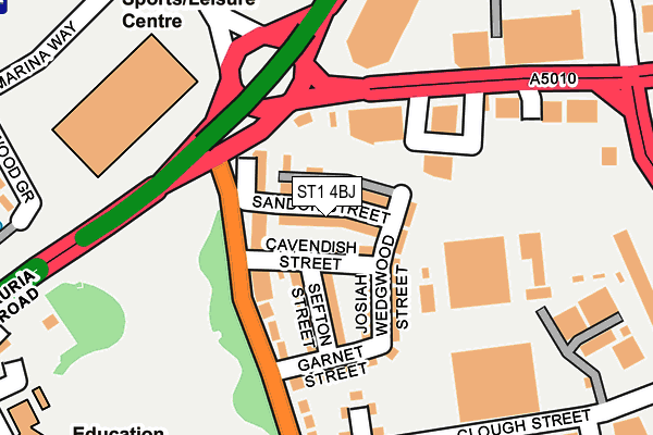 ST1 4BJ map - OS OpenMap – Local (Ordnance Survey)