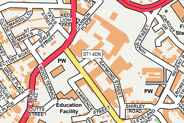 ST1 4DN map - OS OpenMap – Local (Ordnance Survey)