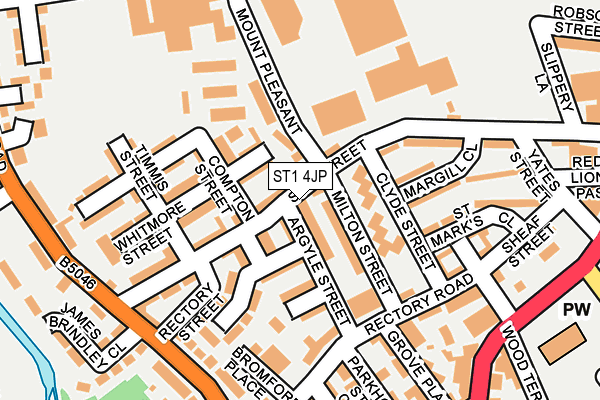 ST1 4JP map - OS OpenMap – Local (Ordnance Survey)