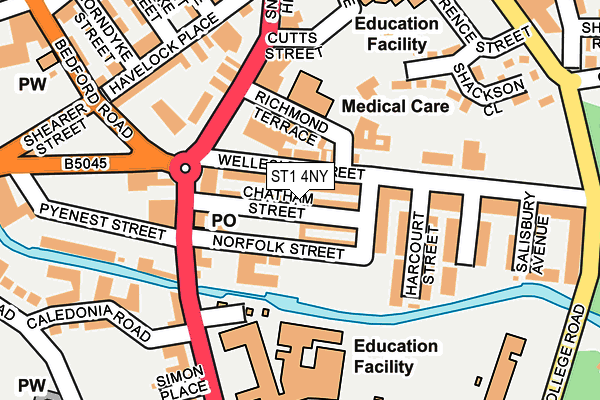 ST1 4NY map - OS OpenMap – Local (Ordnance Survey)