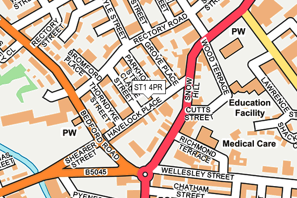 ST1 4PR map - OS OpenMap – Local (Ordnance Survey)
