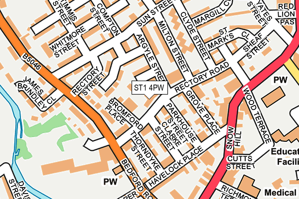 ST1 4PW map - OS OpenMap – Local (Ordnance Survey)