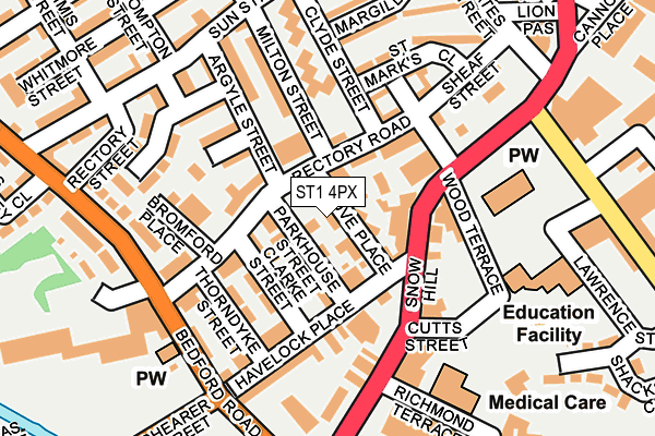 ST1 4PX map - OS OpenMap – Local (Ordnance Survey)