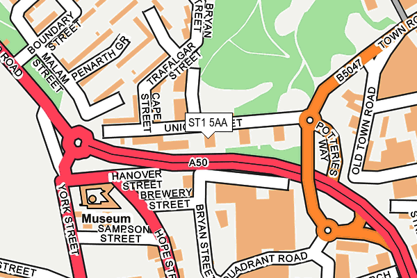 ST1 5AA map - OS OpenMap – Local (Ordnance Survey)