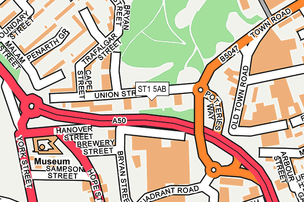 ST1 5AB map - OS OpenMap – Local (Ordnance Survey)