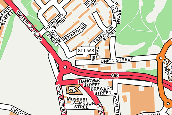 ST1 5AS map - OS OpenMap – Local (Ordnance Survey)