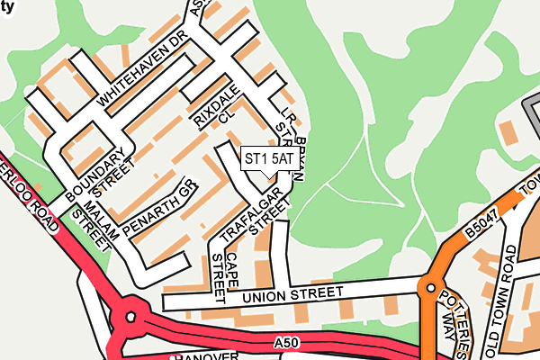 ST1 5AT map - OS OpenMap – Local (Ordnance Survey)