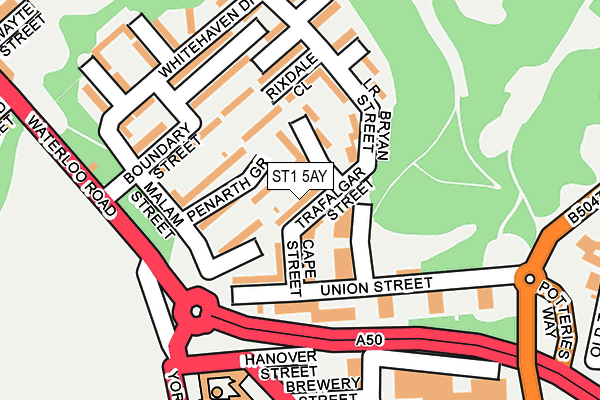 ST1 5AY map - OS OpenMap – Local (Ordnance Survey)