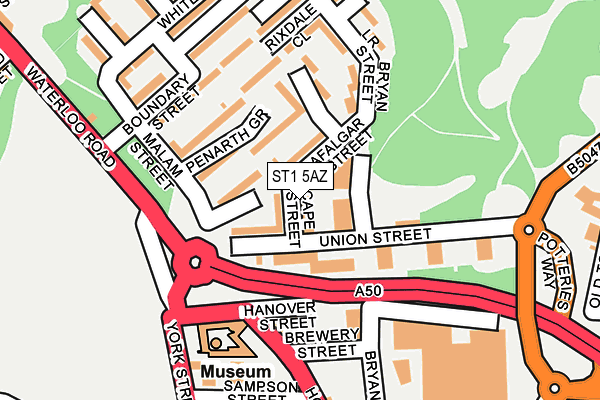 ST1 5AZ map - OS OpenMap – Local (Ordnance Survey)