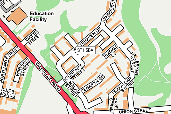 ST1 5BA map - OS OpenMap – Local (Ordnance Survey)