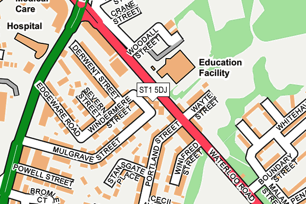 ST1 5DJ map - OS OpenMap – Local (Ordnance Survey)