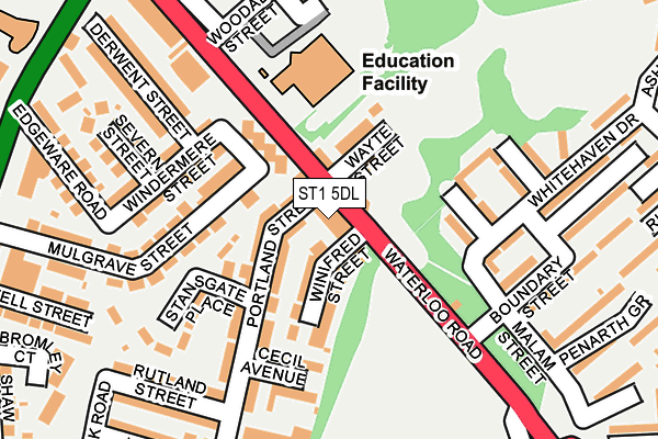 ST1 5DL map - OS OpenMap – Local (Ordnance Survey)