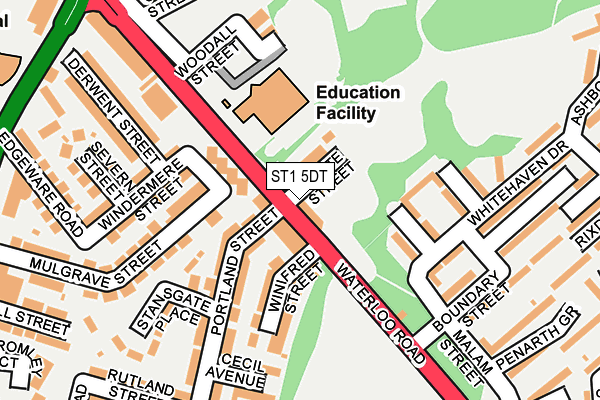 ST1 5DT map - OS OpenMap – Local (Ordnance Survey)