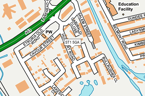 ST1 5GA map - OS OpenMap – Local (Ordnance Survey)