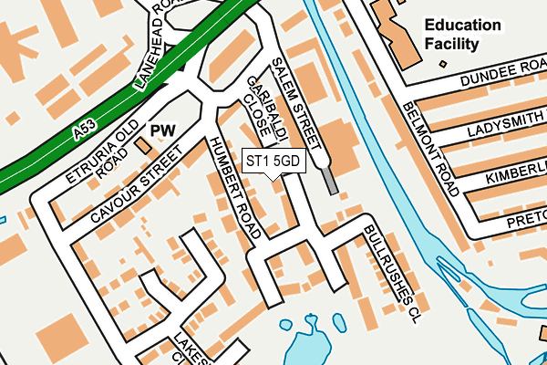 ST1 5GD map - OS OpenMap – Local (Ordnance Survey)