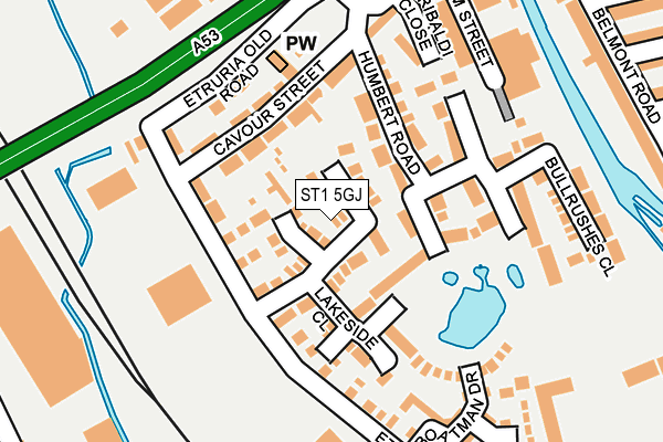 ST1 5GJ map - OS OpenMap – Local (Ordnance Survey)