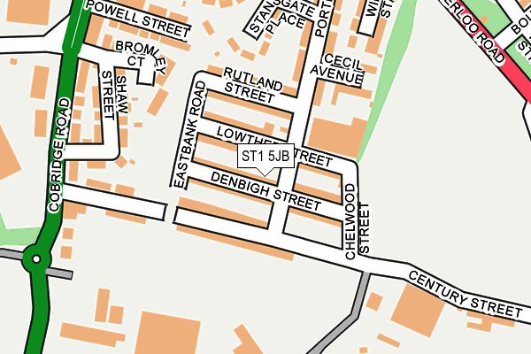 ST1 5JB map - OS OpenMap – Local (Ordnance Survey)