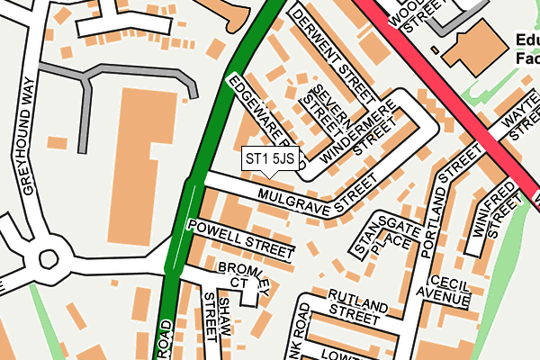 ST1 5JS map - OS OpenMap – Local (Ordnance Survey)