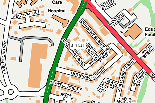 ST1 5JT map - OS OpenMap – Local (Ordnance Survey)