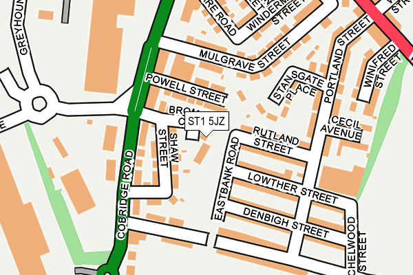 ST1 5JZ map - OS OpenMap – Local (Ordnance Survey)