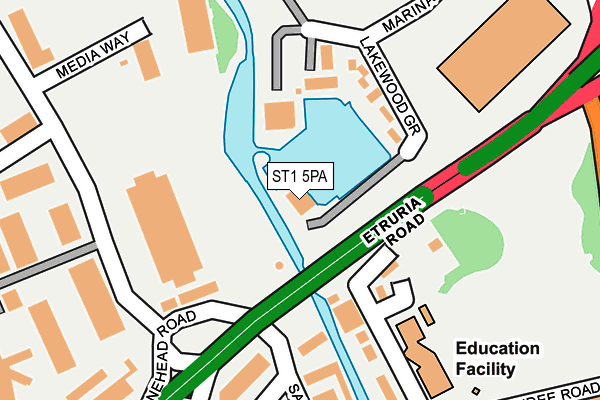 ST1 5PA map - OS OpenMap – Local (Ordnance Survey)