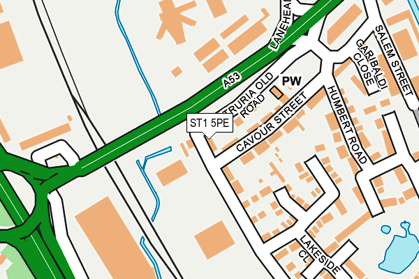 ST1 5PE map - OS OpenMap – Local (Ordnance Survey)