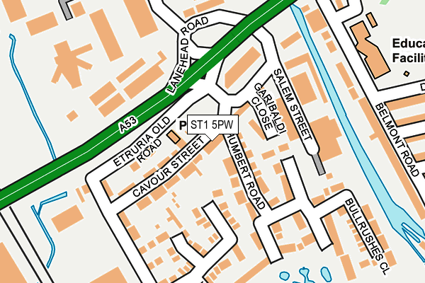 ST1 5PW map - OS OpenMap – Local (Ordnance Survey)