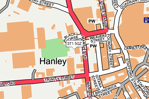 ST1 5QZ map - OS OpenMap – Local (Ordnance Survey)