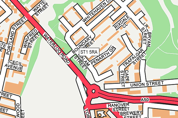 ST1 5RA map - OS OpenMap – Local (Ordnance Survey)