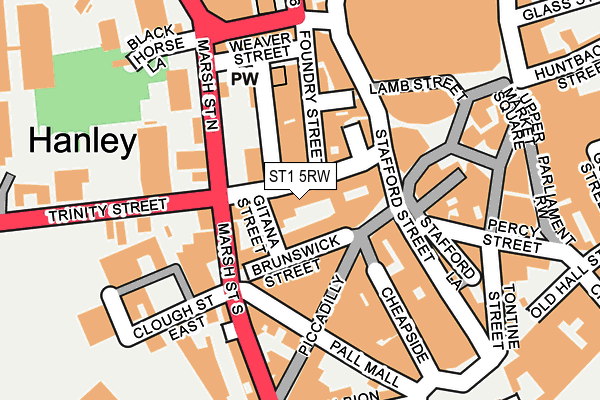 ST1 5RW map - OS OpenMap – Local (Ordnance Survey)