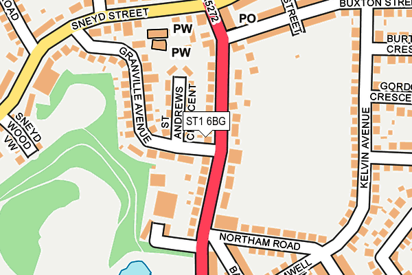 ST1 6BG map - OS OpenMap – Local (Ordnance Survey)