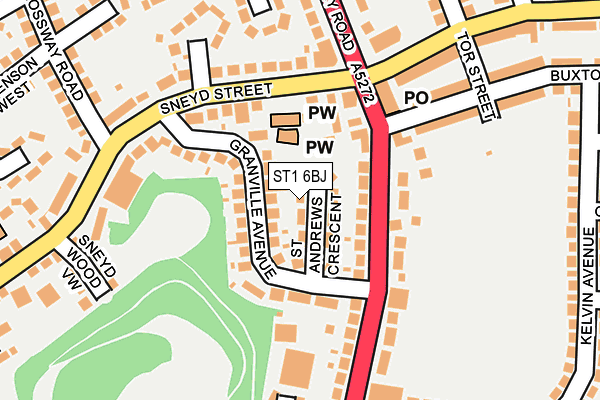 ST1 6BJ map - OS OpenMap – Local (Ordnance Survey)