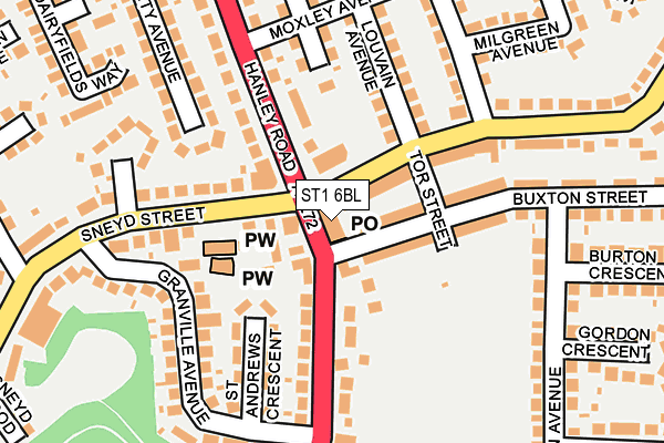 ST1 6BL map - OS OpenMap – Local (Ordnance Survey)