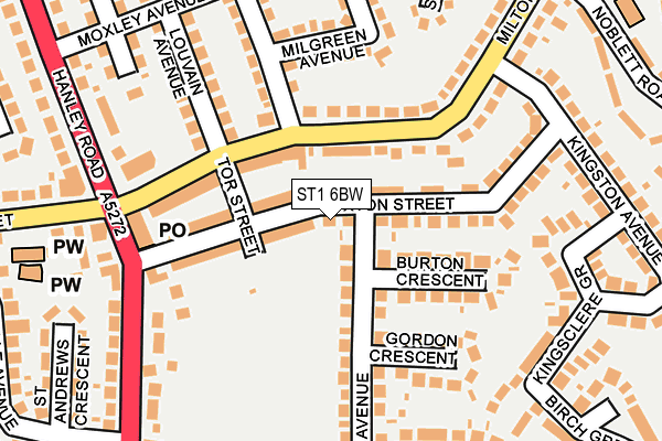 ST1 6BW map - OS OpenMap – Local (Ordnance Survey)