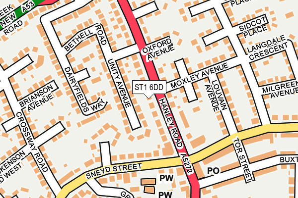 ST1 6DD map - OS OpenMap – Local (Ordnance Survey)