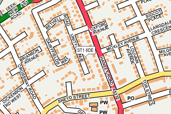 ST1 6DE map - OS OpenMap – Local (Ordnance Survey)