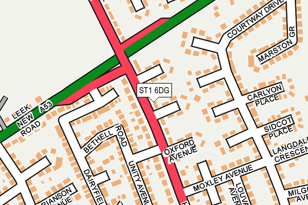 ST1 6DG map - OS OpenMap – Local (Ordnance Survey)