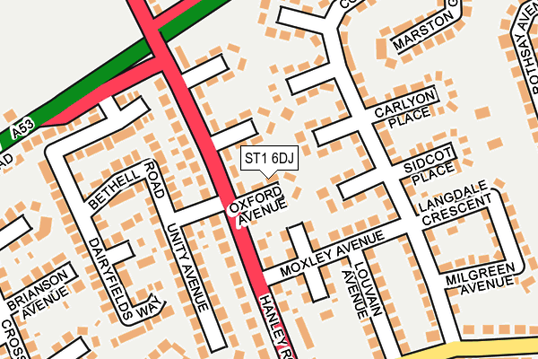 ST1 6DJ map - OS OpenMap – Local (Ordnance Survey)
