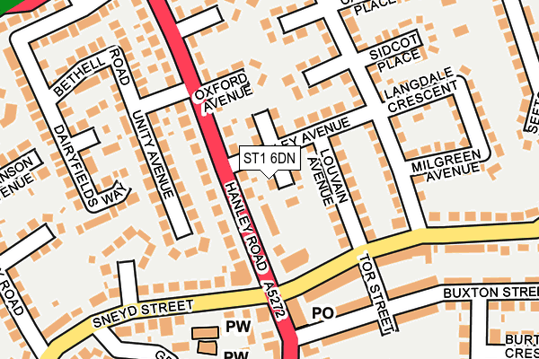 ST1 6DN map - OS OpenMap – Local (Ordnance Survey)