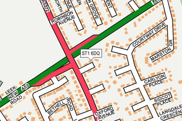 ST1 6DQ map - OS OpenMap – Local (Ordnance Survey)