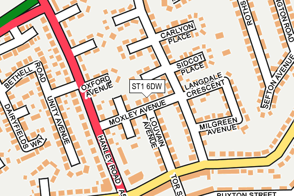 ST1 6DW map - OS OpenMap – Local (Ordnance Survey)
