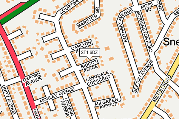 ST1 6DZ map - OS OpenMap – Local (Ordnance Survey)