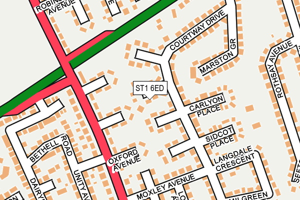 ST1 6ED map - OS OpenMap – Local (Ordnance Survey)