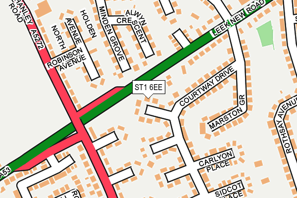 ST1 6EE map - OS OpenMap – Local (Ordnance Survey)