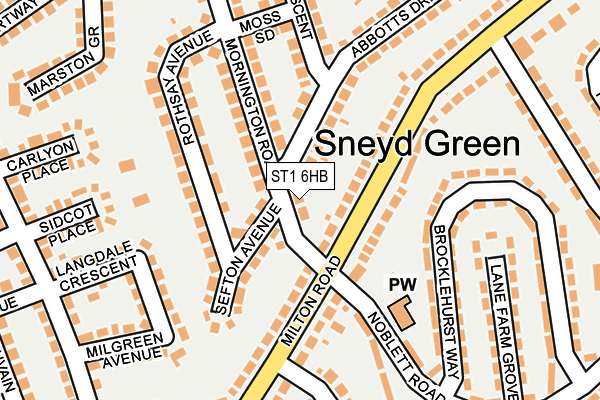 ST1 6HB map - OS OpenMap – Local (Ordnance Survey)