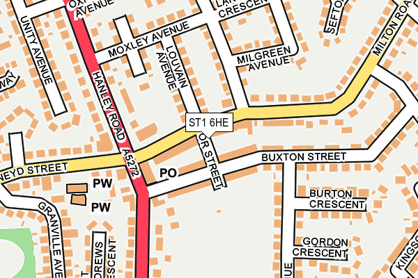 ST1 6HE map - OS OpenMap – Local (Ordnance Survey)