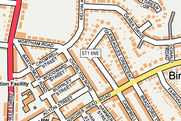 ST1 6NE map - OS OpenMap – Local (Ordnance Survey)