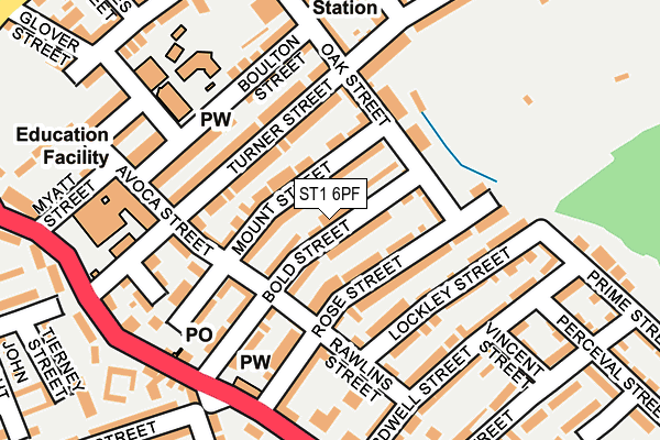 ST1 6PF map - OS OpenMap – Local (Ordnance Survey)