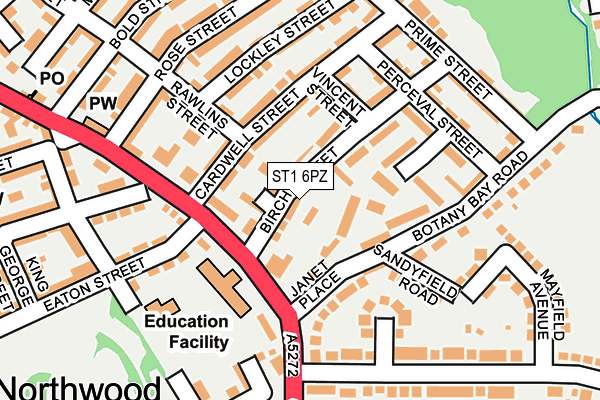 ST1 6PZ map - OS OpenMap – Local (Ordnance Survey)